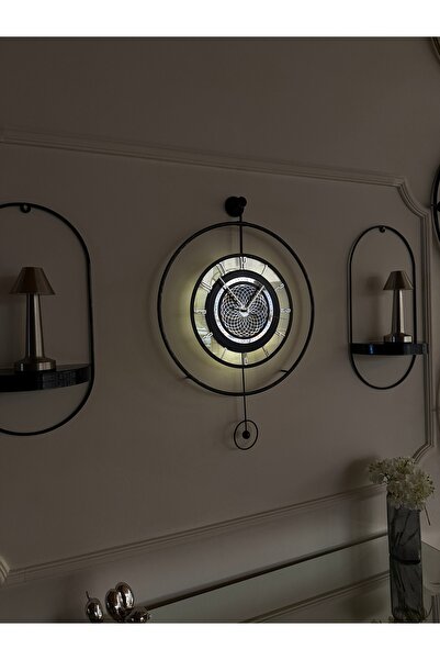 MetaQuartz Aksesuar Siyah - Çark Pırlanta - Kırılmaz Camlı - Modern Sarkaçlı ...