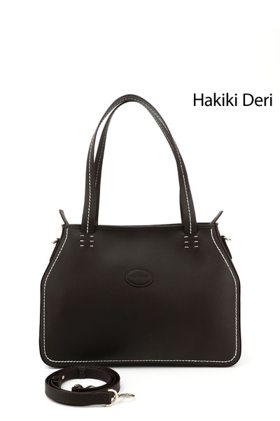 GÖNDERİ(R) حقيبة يد وكتف نسائية من الجلد الطبيعي باللون البني