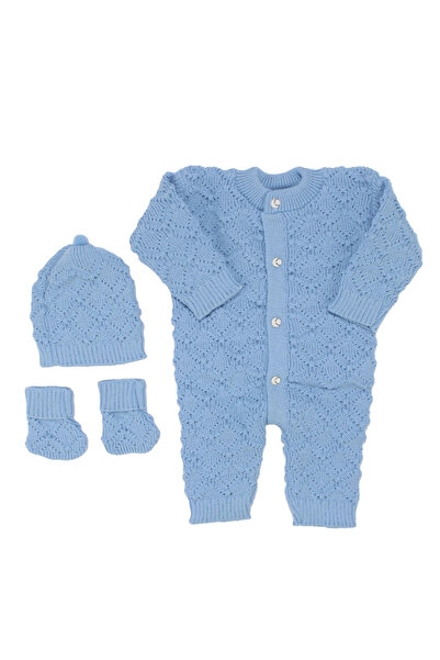 bebegen Blue Beret Knitwear Jumpsuit for Baby Boy