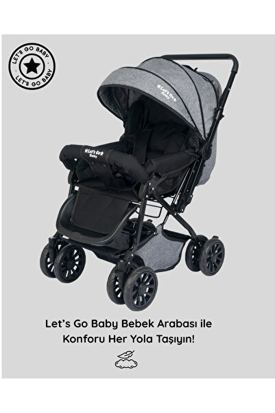 LETS GO BABY Berre Çocuk Ergonomik Katlanabilir Dayanıklı Bebek Arabası Gri B...