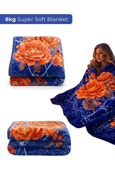 Premium Luxury 8KG Super Soft Blue Floral Blanket