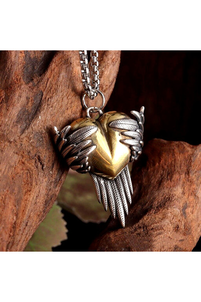 FG KONNİCHİWA Red Reaper Heart Skeleton Hand Chain Necklace Heart Guardian Pendant Claw Hand Choker Gothic