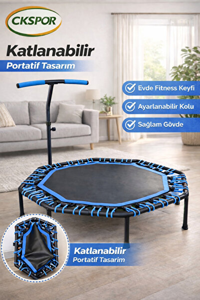 CKSpor 135 Cm Katlanabilir Sekizgen Step Trambolin Tutunmalı Trambolin Fitnes...