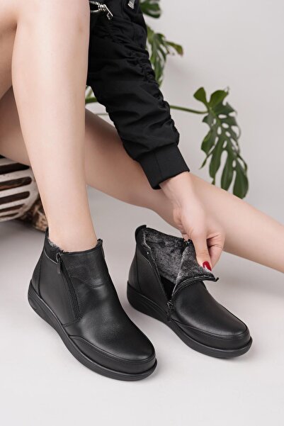 Castle Black 42646 Cizme de damă din piele naturală neagră cu fermoar dublu