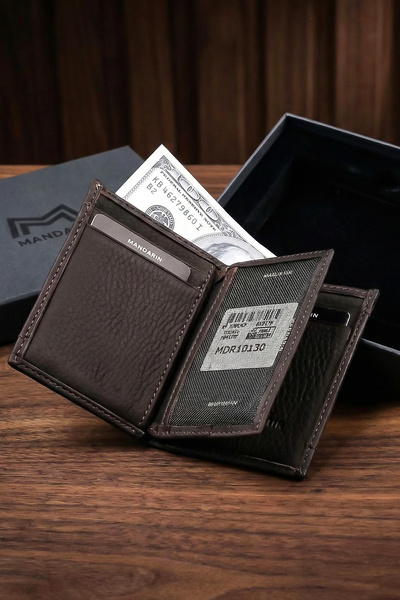 TESBİHCİBABA Mandarin Dubai Cappucino Чоловічий шкіряний гаманець для карток