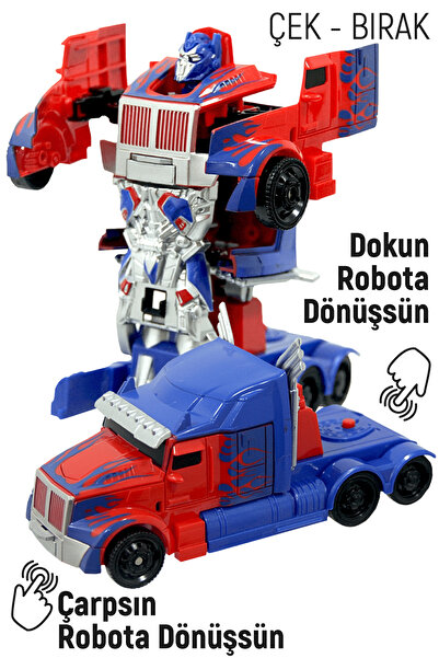 SmartFox Robota Dönüşen Çek Bırak Araba Oyuncak Tır Optimus Prime