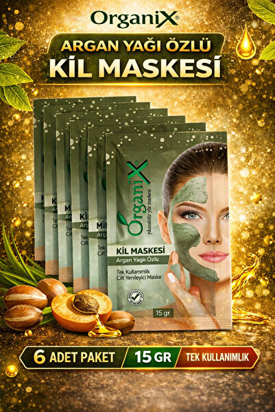 Organix Argan Yağı Özlü Tek Kullanımlık Kil Maskesi - Cilt Yenileyici Yüz Mas...