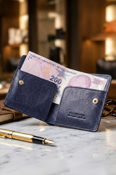 TESBİHCİBABA Mandarin | Deep Blue Tokyo Чоловічий шкіряний гаманець, картка