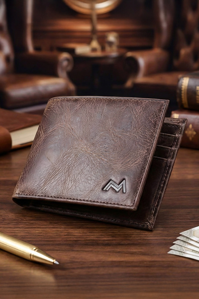 TESBİHCİBABA Mandarin | Full Grain Crazy Berlin Чоловічий шкіряний гаманець, картка