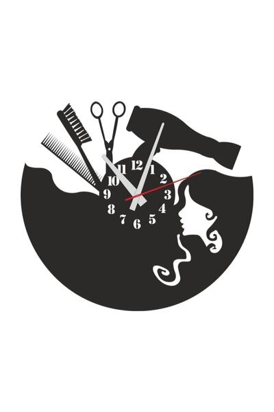 SA Lazer ساعة حائط لصالون الشعر والحلاق مصنوعة من الخشب المقطوع بالليزر