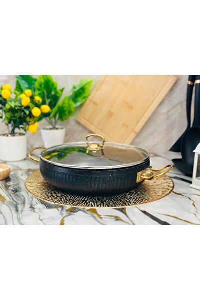 Protef Granit İstiridye Tencere 24 cm basık – Yapışmaz Granit Kaplama, Şık ve...