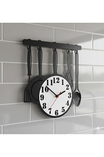 db Lazer Tasarım Ahşap Mutfak Dekorlu Duvar Saati