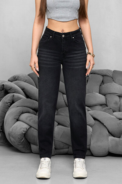 BİKELİFE Women's High Waist Stretch Fabric Soft Textured Comfort Mom Jeans