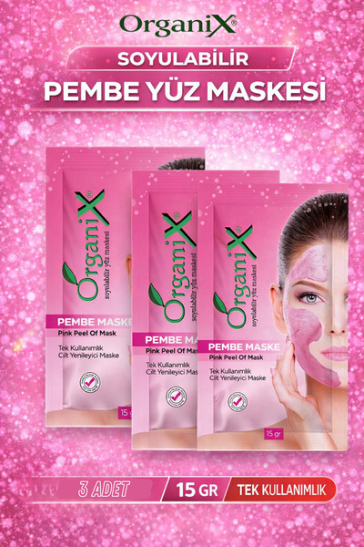 Organix Tek Kullanımlık Pembe Soyulabilir Yüz Maskesi - Derinlemesine Temizli...