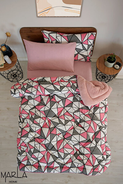 MARLA HOME Baklava Desenli Geometrik Şekilli Karışık Renkli Tek Kişilik Uyku ...
