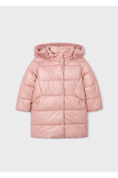 MAYORAL Розово дълго пухено яке с подплата за момичета