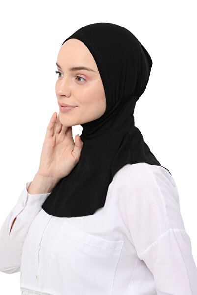 Altobeh Kadın Tesettür Pratik Boyunluklu Hijab - Sporcu Bone - Siyah