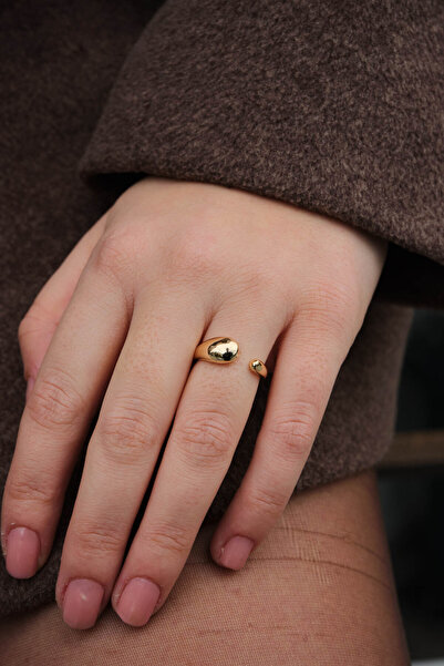 ByFlorya Jewelry لوحة ذهبية منحنية بحلقة قطرة - مقاس حر قابل للتعديل من الأمام