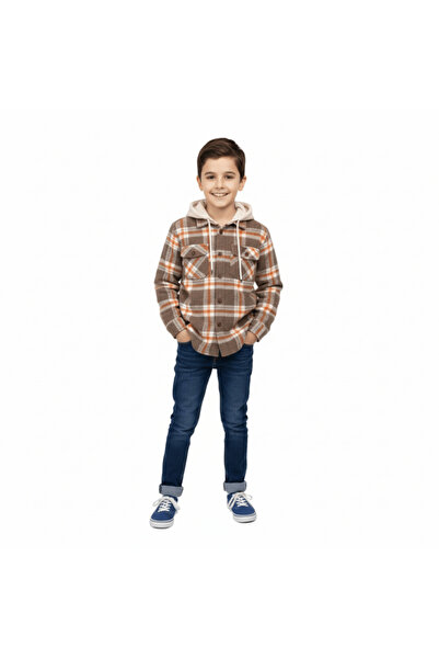 nk kids Erkek Çocuk Kapüşonlu Oduncu Gömlek Sweatshirt – Yumuşak ve Sıcak Tut...