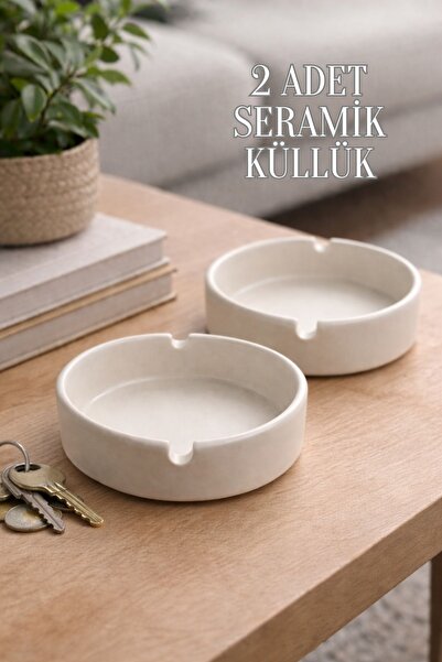 Tanemce 2 Adet Mat Seramik Kül Tablası Sade Yuvarlak Kül Tabağı Küllük 10 cm