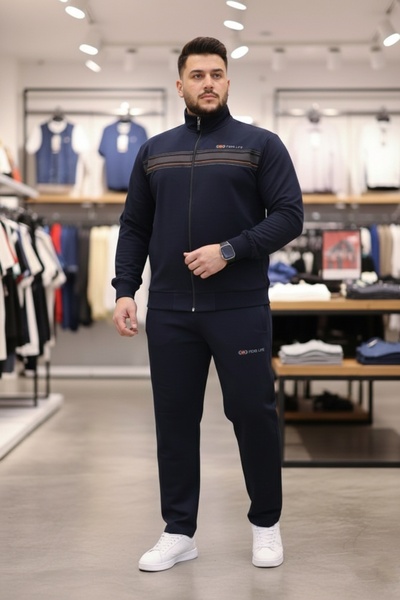 Fors Life Men's Plus Size Tracksuit Set, Navy Blue