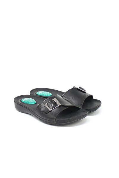 Nesil Shoes Bento 6811 Чорні анатомічні жіночі капці з гелем