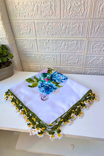 Cenk Eșarfă brodată cu margarete, lucrată manual, cadou pentru mireasă