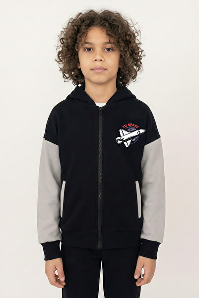 Kyron Boy's Multi-Colored Hooded College Jacket – Sporty Style Zippered Casua...