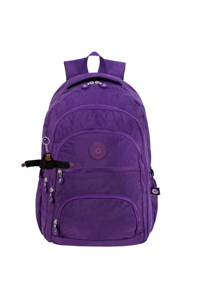 Çantaland Set of 2 Luxury Crinkle Fabric High School and Middle School Backpack + Pen Holder, Monkey Keychain Gift