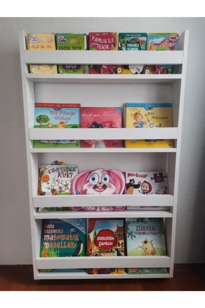 Azra Mobilya MDF Çocuk Odası Eğitici Derin Montessori Kitaplık 4 Raflıc 74cm