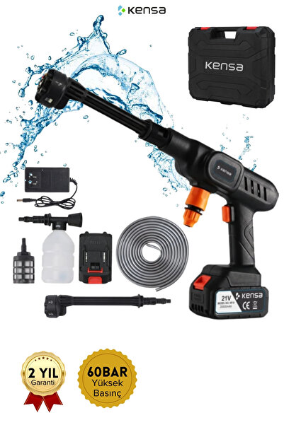 Kensa Şarjlı Ve Yüksek Basınçlı Oto Yıkama Ve Sulama Tabancası - 60 Bar Akülü...