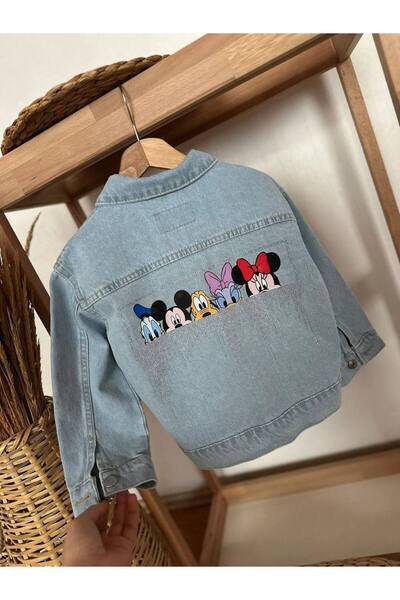 MeaShop سترة جينز زرقاء للفتيات مع أحجار على الظهر