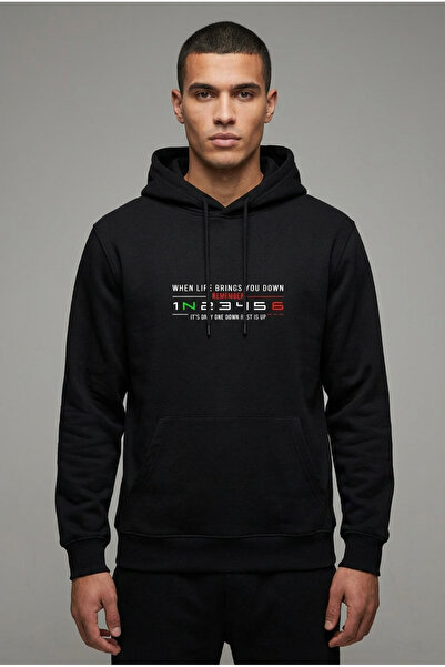 Dijital Baskılı Kapüşonlu Sweatshirt