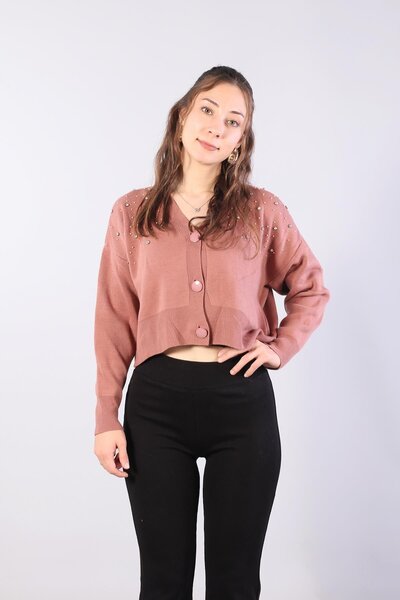 Mckanzie سترة صغيرة مزينة بالأحجار بـ 1455 زر