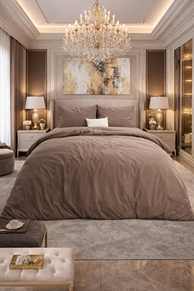 DreamHomes Bed linen, Dreamhouse, for 2 people, 100% cotton, Flannel Mendez Taupe, 200x200/220 cm