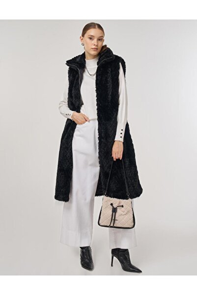 Kayra Fermuar Kapamalı Çift Taraflı Yelek Siyah