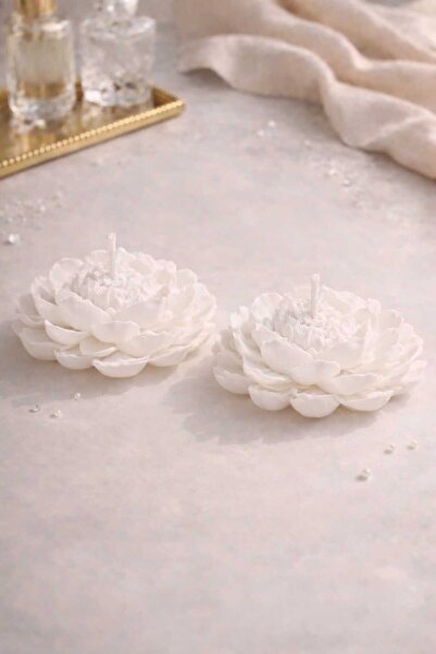 MİREYA BOUTİQUE 2 li Çiçekli Mum Seti