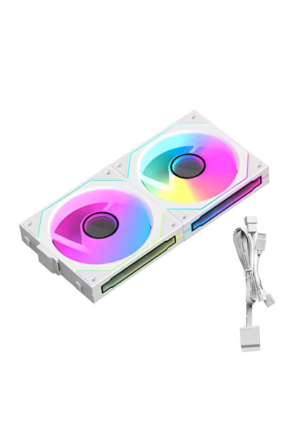 Choice طقم مراوح أمامية بيضاء بشفرات A-RGB عدد 2، JUMPEAK MX120، وحدة توصيل ل...