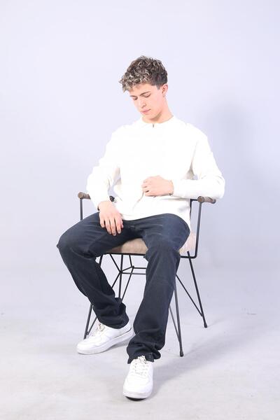 Mckanzie 5764 tricotaj cu striații Hanorac Ribana fără nasturi cu guler polo