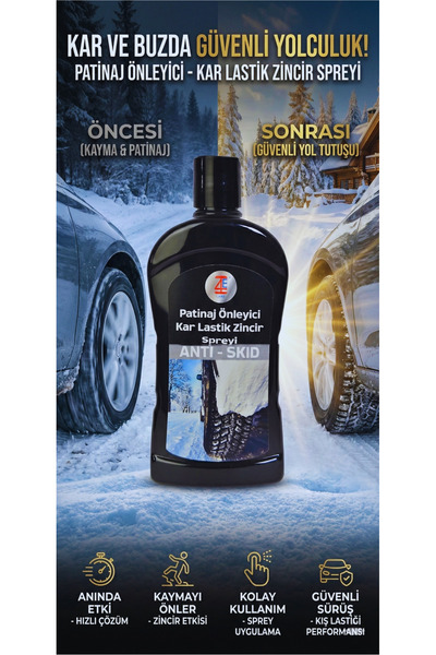 4E CARE Anti Patinaj Önleyici Kar Lastik Zincir Spreyi 500 ml