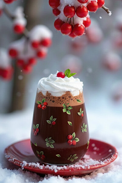 Caga Home CAGA Pinterest 4'lü Yılbaşı Kokina Çiçeği Desenli Cam Su Bardağı Se...