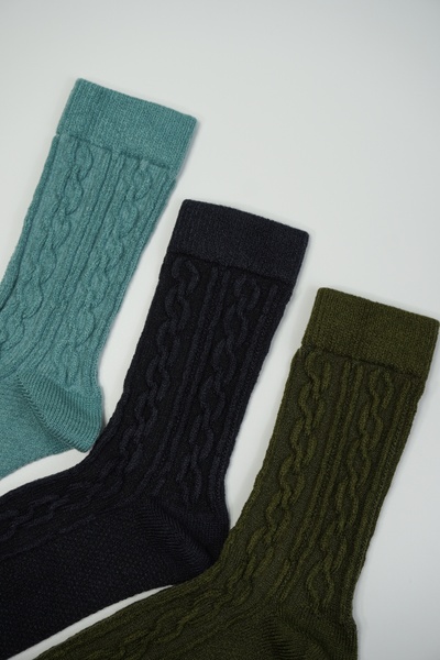 Rumon Бамбукови зимни дебели плетени дамски чорапи, комплект от 3 броя