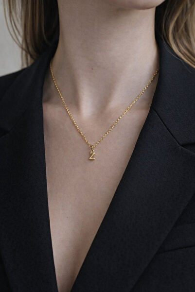 Bellasmi Butik Z Harfi çelik altın ton kolye