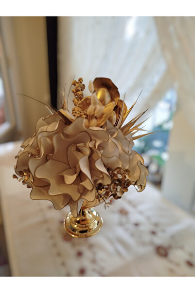 Hatem dekor flower Yapay çiçek Gold vazoda aranjman lateks