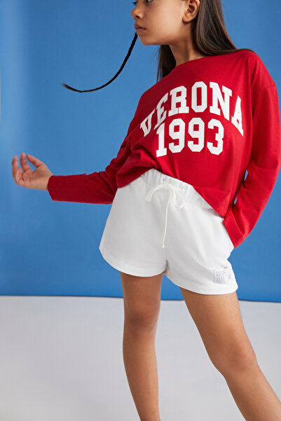 GRIMELANGE AMARE-GRM24037 Къси панталони за момичета, 100% памук, 3 прежди, къси панталони в цвят Екрю