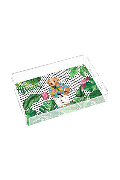 Sivella Summer White Teddy Bear 25X17 Plexiglass Tray