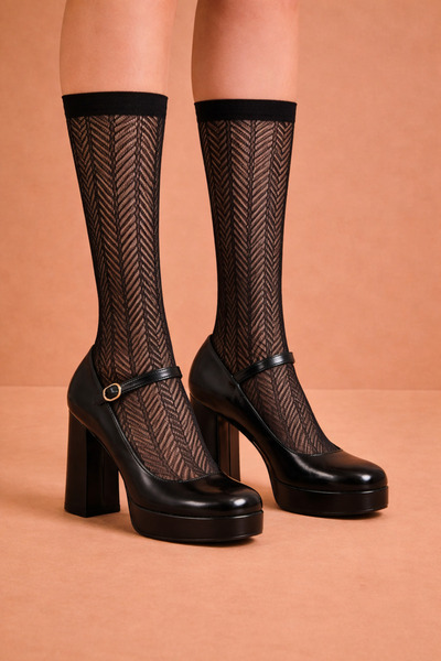 Katia&Bony Șosete pentru genunchi cu model de damă negri