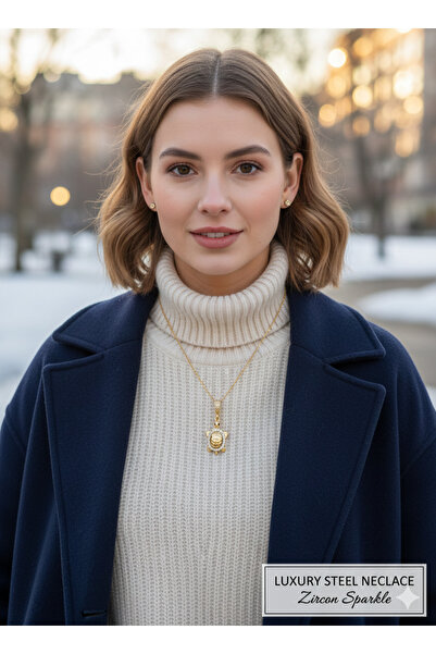 mayaluxe قلادة السلحفاة من الفولاذ المقاوم للصدأ مع حجر الزركون - تصميم خاص ي...