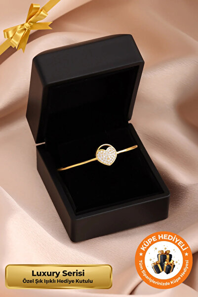 Lucente Jewellery Luxury Serisi Işıklı Hediye Kutulu 925 Ayar Altın Gümüş Kap...
