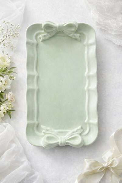 Phellos Y2K Coquette Bow Detail Decorative Tray, Organizer for Jewelry, Glasses, and Keys